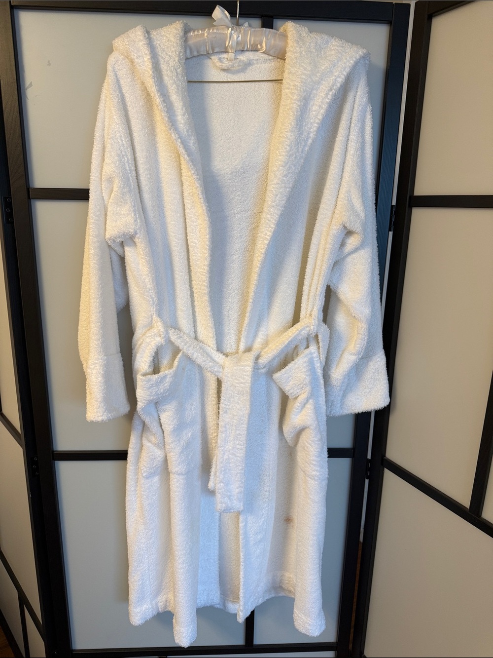 Tekla White Organic Terry Hooded Bathrobe